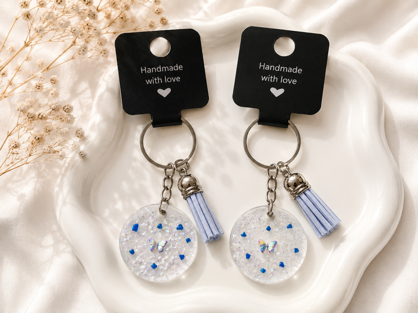 Csillámos Kék Handmade Kulcstartó