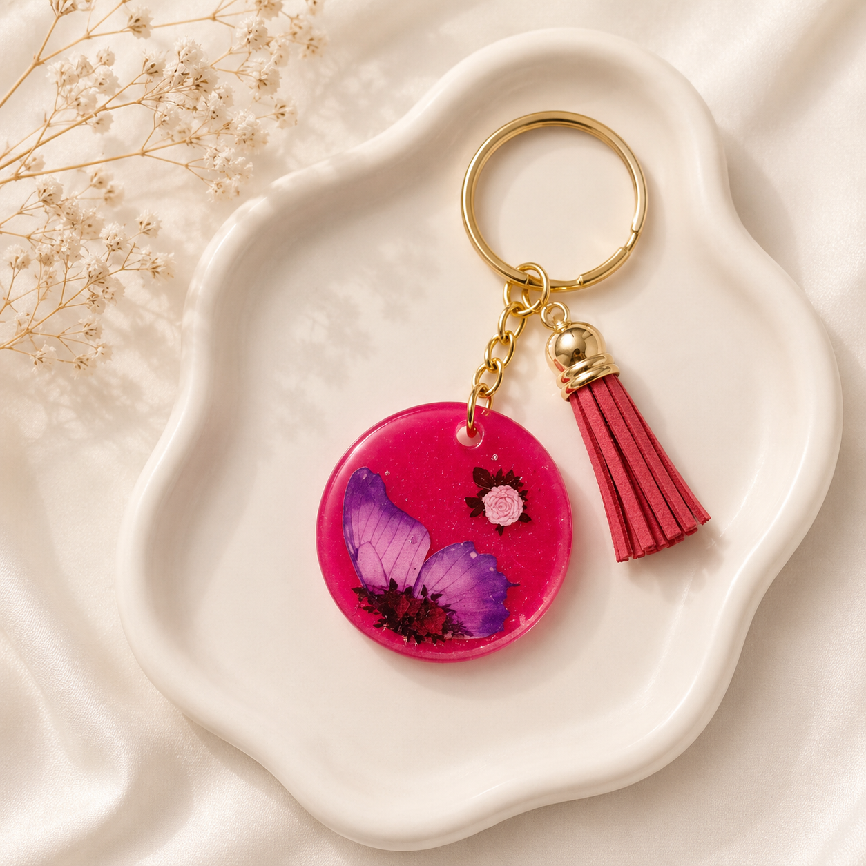 Neon Pink Handmade Kulcstartó